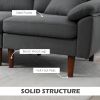 L-Shape Sofa, Modern Sectional Couch with Changeable Chaise Lounge, Pillows and Wooden Legs for Living Room, Dark Grey