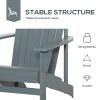 Outsunny Oversized Adirondack Chair with Cupholder for Outdoor Fire Pit Porch Patio Backyard Dark Grey