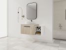 42 " Modern Design Float Bathroom Vanity With Ceramic Art Sink, White Flat Stone Slab and Small Storage Shelves, Soft Closed Door,KD-Package (TOP-BAB4