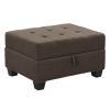 Modern Living Room 1pc Storage Ottoman Tufted Top Brown Fabric Upholstery Solid Wood Furniture