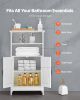 Wooden Bathroom Floor Cabinet Storage with Adjustable Shelf 2 Doors White