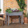 Outsunny 34" Elevated Garden Bed Dark Gray Wooden Planter Box with Drainage Holes for Vegetables Herbs Flowers Backyard Use