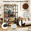 5-Tier Kitchen Baker's Rack 55 Inch Wide Storage Shelf with 11 Hooks for Pantry Organization Metal Baking Rack Shelf