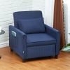HOMCOM 3-in-1 Convertible Chair Bed, Pull Out Sofa Bed Sleeper Chair with Adjustable Backrest, Pillow, and Pockets, Blue