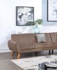 Contemporary 2-Pcs Sectional Set Living Room Furniture Light Brown Velvet Couch Left Facing Sofa, Right Facing Chaise Plush Cushion