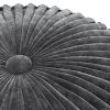 Renee 20 inch Wide Round Pouf in Dark Grey Velvet