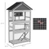PawHut Elegant Wooden Bird Aviary with Slide-Out Tray Ladder Perches for Finches Parakeets Cozy Gray