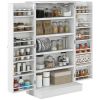 Freestanding Pantry Cabinet 41 Inch Kitchen Pantry with Spice Racks and Adjustable Shelves for Home Use, White
