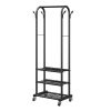 Clothes Rack, Rolling Clothing Garment Rack with Hanging Rod and Side Hooks, 3 Storage Shelves, 99 lbs Load Capacity