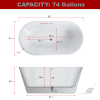 Glossy Acrylic Freestanding Soaking Bathtub with Chrome Overflow and Drain in White, cUPC Certified - 59*31.1 22A02-60