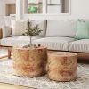 Nesting Coffee Table Set of 2, Modern Round Coffee Table