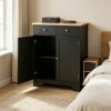 Black Kitchen Storage Cabinet Sideboard Floor Cupboard with  Top Adjustable Shelf 2 Drawers for Home Organization