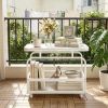2-Tier Rolling Side Table Narrow End Table with Mesh Storage Basket Living Room Bedroom Decor Mobile Console Table