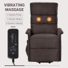 HOMCOM Electric Power Lift Recliner Chair Sofa with Massage & Vibration for Living Room Bedroom Office, Brown