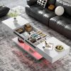 U-Can 41.3''-76.7'' Extendable Coffee Table, Efficient Central Coffee Table with Multiple Storage Compartments