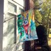 Norwegian Elkhound Christmas House Flag Large Porch Sleeve Pole Decorative Outside Yard Banner Artwork Wall Hanging, Polyester, House Size, Multicolor