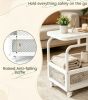 2-Tier Rolling Side Table Narrow End Table with Mesh Storage Basket Living Room Bedroom Decor Mobile Console Table