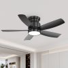 42 Inch Flush Mount Ceiling Fans with LED Light 22W and Remote Control 5 ABS Fan Blades for Bedroom