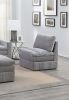 1pc Armless Chair Modular Plush Chair Sectional Sofa Living Room Furniture Granite Morgan Fabric- Suede