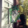British Longhair Cat By the Christmas Tree House Flag Large Porch Sleeve Pole Decorative Outside Yard Banner Artwork Wall Hanging, Polyester, House Si