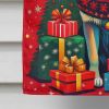 Norwegian Elkhound Holiday Christmas House Flag Large Porch Sleeve Pole Decorative Outside Yard Banner Artwork Wall Hanging, Polyester, House Size, Mu