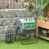 Tumbling Compost Bin Outdoor 360Ã‚Â° Dual Chamber Rotating Composter 43 Gallon, Light Gray