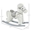 Qaba White Plush Rocking Horse with Bear Toy for Kids, Soft & Fun Sound Rocker, Ideal for Nursery & Playtime