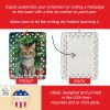 Pixie Bob Cat By the Christmas Tree Porcelain Ornament Christmas Tree Hanging Decorations for Home Christmas Holiday, Rectangle, Gift, Multicolor