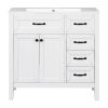 36' Bathroom Vanity with Sink Combo; White Bathroom Cabinet with Drawers; Solid Frame and MDF Board