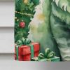 Selkirk Rex Cat By the Christmas Tree House Flag Large Porch Sleeve Pole Decorative Outside Yard Banner Artwork Wall Hanging, Polyester, House Size, M