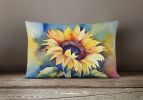 Flowers in Watercolor Throw Pillow Throw Pillow for Indoor Couch Bed Outdoor Patio Washable, Sunflowers 1615,12Hx16W