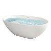 65 in. Solid Surface Freestanding Soaking Bathtub in Matte White
