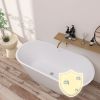 59" Acrylic Freestanding Bathtub, Gracefully Shaped Freestanding Soaking Bathtub with Brushed Nickel Drain & Minimalist Linear Design Overflow White