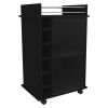 Dukat Bar Cart,Two Shelves, Six Built-in Wine Rack, Four Casters -Black