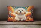 Autumn Leaves Throw Pillow Throw Pillow for Indoor Couch Bed Outdoor Patio Washable, Coton De Tulear,12Hx16W