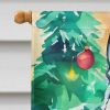 Norwegian Elkhound Christmas House Flag Large Porch Sleeve Pole Decorative Outside Yard Banner Artwork Wall Hanging, Polyester, House Size, Multicolor