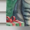 Asian Cat By the Christmas Tree House Flag Large Porch Sleeve Pole Decorative Outside Yard Banner Artwork Wall Hanging, Polyester, House Size, Multico