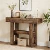 105 Cm Rustic Brown Farmhouse Console Table with 2 Levels Narrow Dining Table Featuring Shelf Storage Console Desk for Living Room