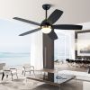 52 Inch Black Ceiling Fan with Lights