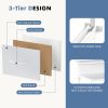 9-Drawer Fabric Dresser with Power Outlets & LED Light, Multifunctional TV Stand Storage Cabinet for Bedroom, Living Room, Office & Hallway, White