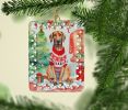 Redbone Coonhound Christmas Porcelain Ornament Christmas Tree Hanging Decorations for Home Christmas Holiday, Rectangle, Gift, Multicolor