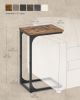 Small Side Table for Couch, Sofa Table with Metal Frame for Living Room, Bedroom, Bedside, Rustic Brown and Black