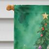 Selkirk Rex Cat By the Christmas Tree House Flag Large Porch Sleeve Pole Decorative Outside Yard Banner Artwork Wall Hanging, Polyester, House Size, M
