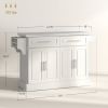 Narrow Kitchen Island, Mobile Island Cart with Hiding Wheels, 2 Drowers, Spice Rack Towel, for Home, Dinning Room, Cream White