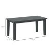 Rectangle Outdoor Coffee Table, HDPE All-Weather Outdoor Patio Table with Slatted Tabletop for Yard, Balcony, Black