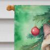 Exotic Shorthair Cat By the Christmas Tree House Flag Large Porch Sleeve Pole Decorative Outside Yard Banner Artwork Wall Hanging, Polyester, House Si