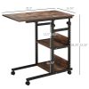 Mobile Nightstand: Adjustable 3-Tier C-Shaped Side Table with Casters