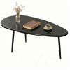Black Stylish Irregular Shape Coffee Table, Heavy-Duty Metal Base Oval Sofa Side Table, Multifunctional Decor Center Table for Home Living Room
