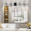 (Same as W1340P143680/LL2001-B-6) 43" Black Minimalist LED Bathroom Vanity Light with Crystal Sand Acrylic Shades