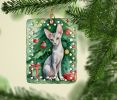 Oriental Shorthair Cat By the Christmas Tree Porcelain Ornament Christmas Tree Hanging Decorations for Home Christmas Holiday, Rectangle, Gift
